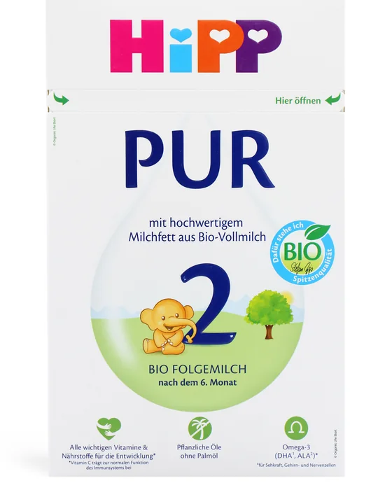 HiPP 2 PUR 500 g box, German label, front