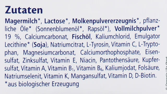 The ingredients list on the side of the HiPP 2 PUR box