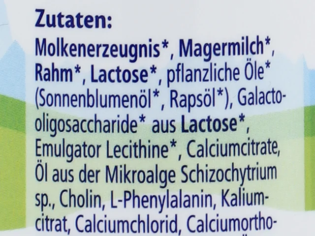 The start of the ingredients list on the side of the Stage 1 bottle