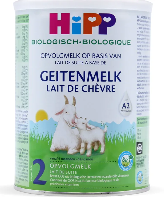 HiPP 2 Biologische Opvolgmelk op basis van Geitenmelk 400 g tin, Dutch label, front