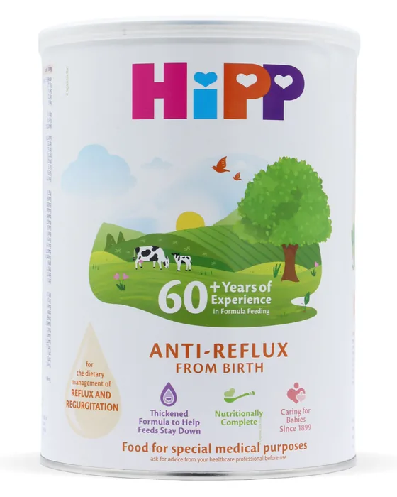 HiPP Anti-Reflux Milk 800 g tin, UK label, front
