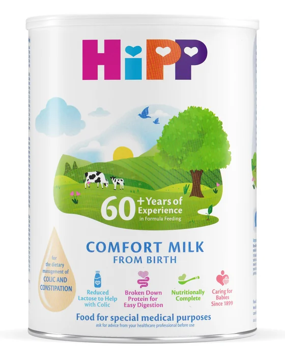 HiPP Comfort Milk 800 g tin, UK label, front