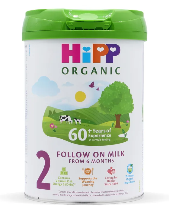 HiPP Organic Follow On Milk 800 g tin, UK label, front