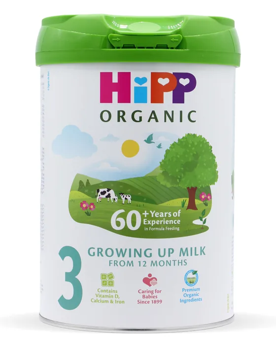 HiPP Organic Growing Up Milk 800 g tin, UK label, front