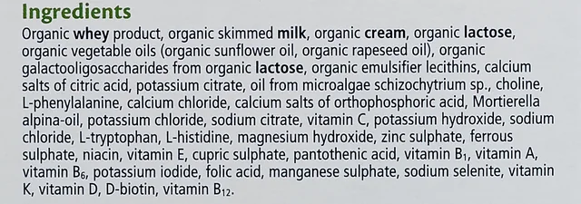The ingredients list on the side of the starter pack carton